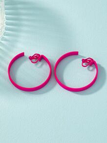 極簡開口耳環 - 玫紅色 - 查看 2