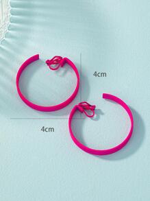 極簡開口耳環 - 玫紅色 - 查看 3