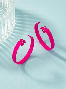 極簡開口耳環 - 玫紅色 - 查看 5