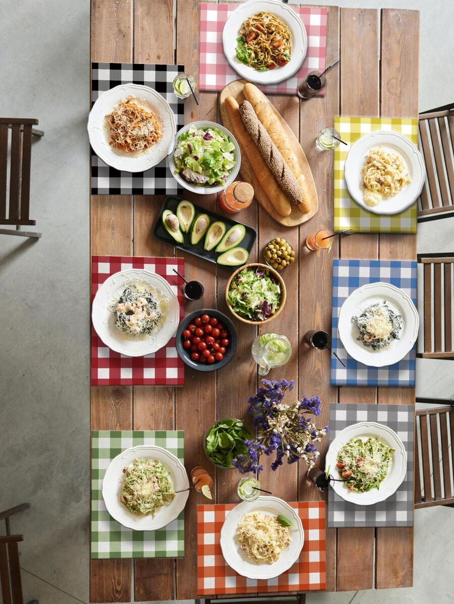 1pc Plaid Pattern Placemat - Multicolor - View 1