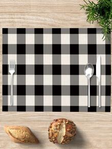 1pc Plaid Pattern Placemat - Multicolor - View 3
