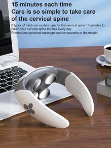 1pc Rechargeable ABS Neck Massager, Modern Grey Electronic Neck Relaxation Massager For Home - Grey - View 3