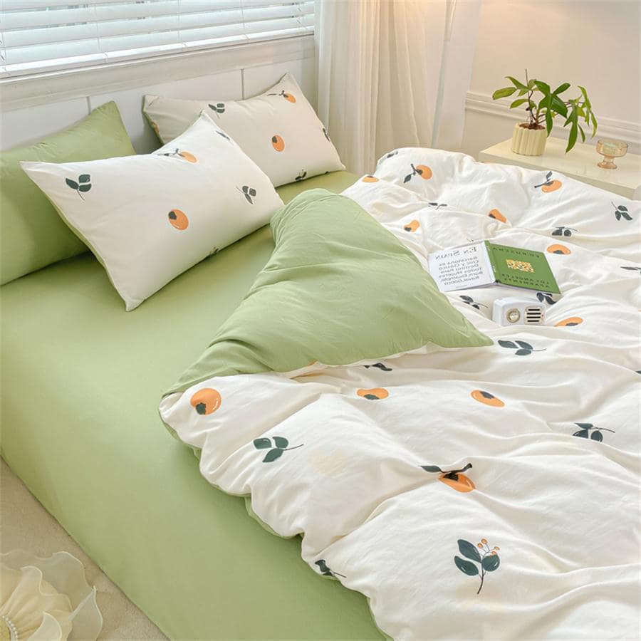 水果和葉子圖案被套套裝內芯 - 彩色 - 查看 1