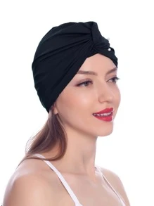 1入組人造珍珠裝飾扭結細節游帽 - 黑色 - 查看 5