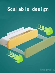 1pc Retractable Face Basin Holder With 2 Hidden Hooks, Wall Mount Storage Rack Without Drilling For Kitchen/bathroom - Yellow - View 6