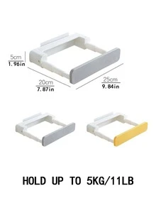 1pc Retractable Face Basin Holder With 2 Hidden Hooks, Wall Mount Storage Rack Without Drilling For Kitchen/bathroom - Yellow - View 4