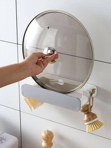 1pc Retractable Face Basin Holder With 2 Hidden Hooks, Wall Mount Storage Rack Without Drilling For Kitchen/bathroom - Yellow - View 7