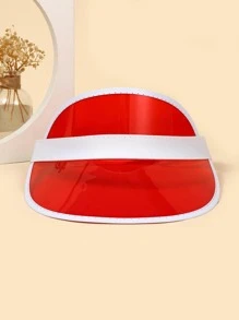 1入組中性撞色滾邊防曬時尚遮陽帽適合夏天 - 紅色 - 查看 2