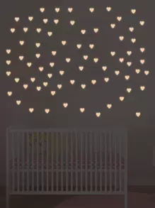77pcs/58pcs Heart-Shaped Luminous Stickers For Bedroom, Home Decoration, Self-Adhesive Fluorescent Pink,Stickers,Wall Decal, Vinyl Decal For Home Decorations,Spring Decoration Items Refresh Your Home,Rama Decoration Stickers Gifts Birthday Graduation