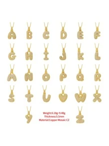 Moda Cobre Carta Zircônia Cúbica Colar De Pingente Para Mulheres Para Presente De Aniversário