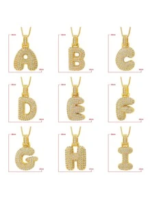 Moda Cobre Carta Zircônia Cúbica Colar De Pingente Para Mulheres Para Presente De Aniversário