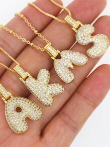 Moda Cobre Carta Zircônia Cúbica Colar De Pingente Para Mulheres Para Presente De Aniversário