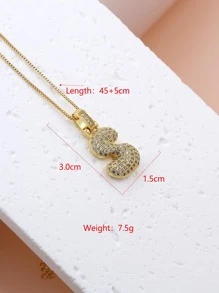 Moda Cobre Carta Zircônia Cúbica Colar De Pingente Para Mulheres Para Presente De Aniversário