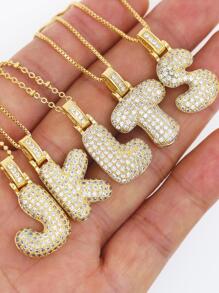 Moda Cobre Carta Zircônia Cúbica Colar De Pingente Para Mulheres Para Presente De Aniversário