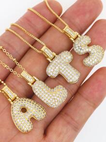Moda Cobre Carta Zircônia Cúbica Colar De Pingente Para Mulheres Para Presente De Aniversário