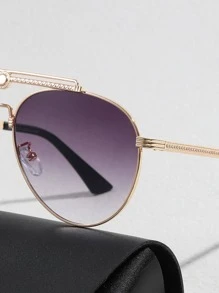 男士漸變鏡片飛行員邊框太陽鏡 - 金色 - 查看 3