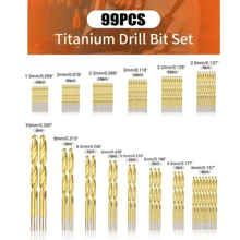 99pcs/set Titanium Drill Bit Set, Modern Drill Bit For Metal, Wood - Gold - View 1