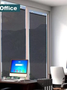 1pc Solid Color Blackout Curtain - Black - View 4
