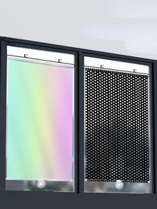 1pc Solid Color Blackout Curtain - Black - View 7