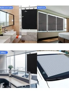 1pc Solid Color Blackout Curtain - Black - View 8
