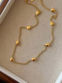 Heart Decor Necklace - Yellow Gold - View 3
