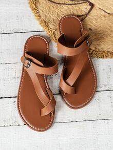 女性平底涼鞋 - 棕色 - 查看 5