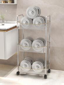 1pc Clear Storage Rack With Wheel - Clear - View 6