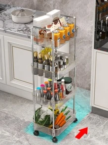 1pc Clear Storage Rack With Wheel - Clear - View 3