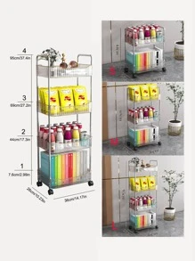1pc Clear Storage Rack With Wheel - Clear - View 2