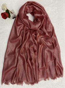 1 件奢华简约金/银线纯色长围巾头巾 - 紅色 - 查看 3