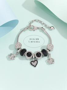 Rhinestone Decor Heart Charm Bracelet - Multicolor - View 5
