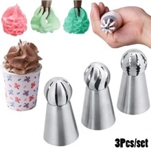 3pcs Stainless Steel Piping Nozzle - Silver - View 1