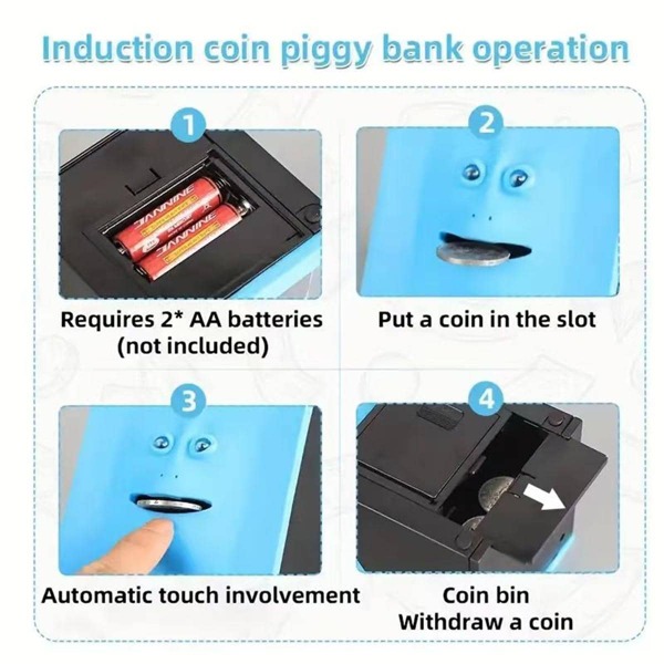 1pc Face Coin Bank Money Eating Coin Bank Battery Powered Monkey Saving