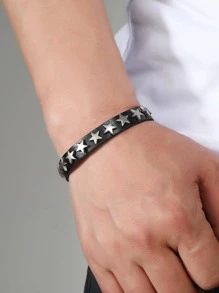 1 Vòng tay trang trí ngôi sao cổ điển dành cho nam giới để làm quà tặng trang trí hàng ngày để có vẻ ngoài sành điệu - màu đen - Xem 2