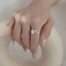 Nhẫn Trang Trí Đá Cubic Zirconia - Bạc - Xem 4