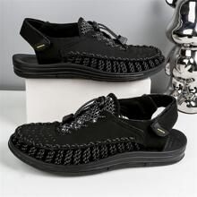 Dép thông thường thời trang dành cho nam, Dép ngoài trời thiết kế dây rút Slingback - màu đen - Xem 1