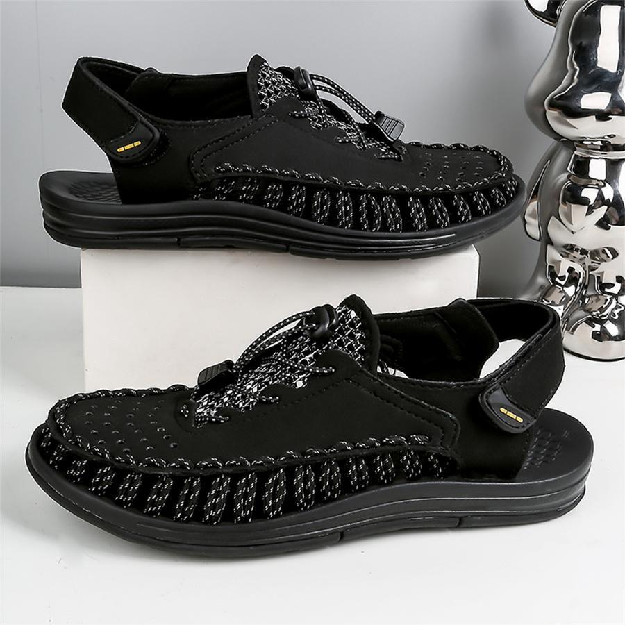 Dép thông thường thời trang dành cho nam, Dép ngoài trời thiết kế dây rút Slingback - màu đen - Xem 1