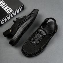 Dép thông thường thời trang dành cho nam, Dép ngoài trời thiết kế dây rút Slingback - màu đen - Xem 3