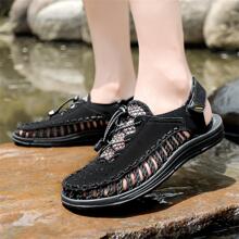 Dép thông thường thời trang dành cho nam, Dép ngoài trời thiết kế dây rút Slingback - màu đen - Xem 6