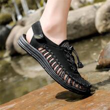 Dép thông thường thời trang dành cho nam, Dép ngoài trời thiết kế dây rút Slingback - màu đen - Xem 8