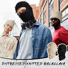 Meromibe 仿旧拉法帽面罩时尚滑雪面罩防风冬季优质均码 Shiesty 仿旧面罩无檐小便帽针织全脸面罩防痒无檐小便帽音乐节酒吧嘻哈 - 粉色 - 查看 3