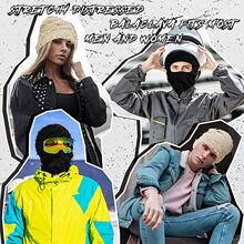 Meromibe 仿旧拉法帽面罩时尚滑雪面罩防风冬季优质均码 Shiesty 仿旧面罩无檐小便帽针织全脸面罩防痒无檐小便帽音乐节酒吧嘻哈 - 粉色 - 查看 2