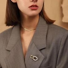 水鑽裝飾圓形設計胸針 - 金色 - 查看 4