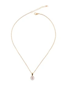 Letter Detail Geometric Charm Necklace