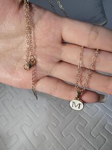 Letter Detail Geometric Charm Necklace