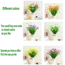 8入組/套塑料人造花花束，婚禮用現代人造花束，家居裝飾 - 紫色 - 查看 6