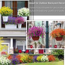 8入組/套塑料人造花花束，婚禮用現代人造花束，家居裝飾 - 紫色 - 查看 5