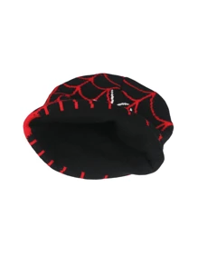 Spider Web Pattern Beanie - Black - View 5