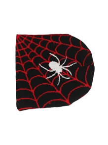 Spider Web Pattern Beanie - Black - View 4