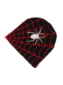 Spider Web Pattern Beanie - Black - View 1